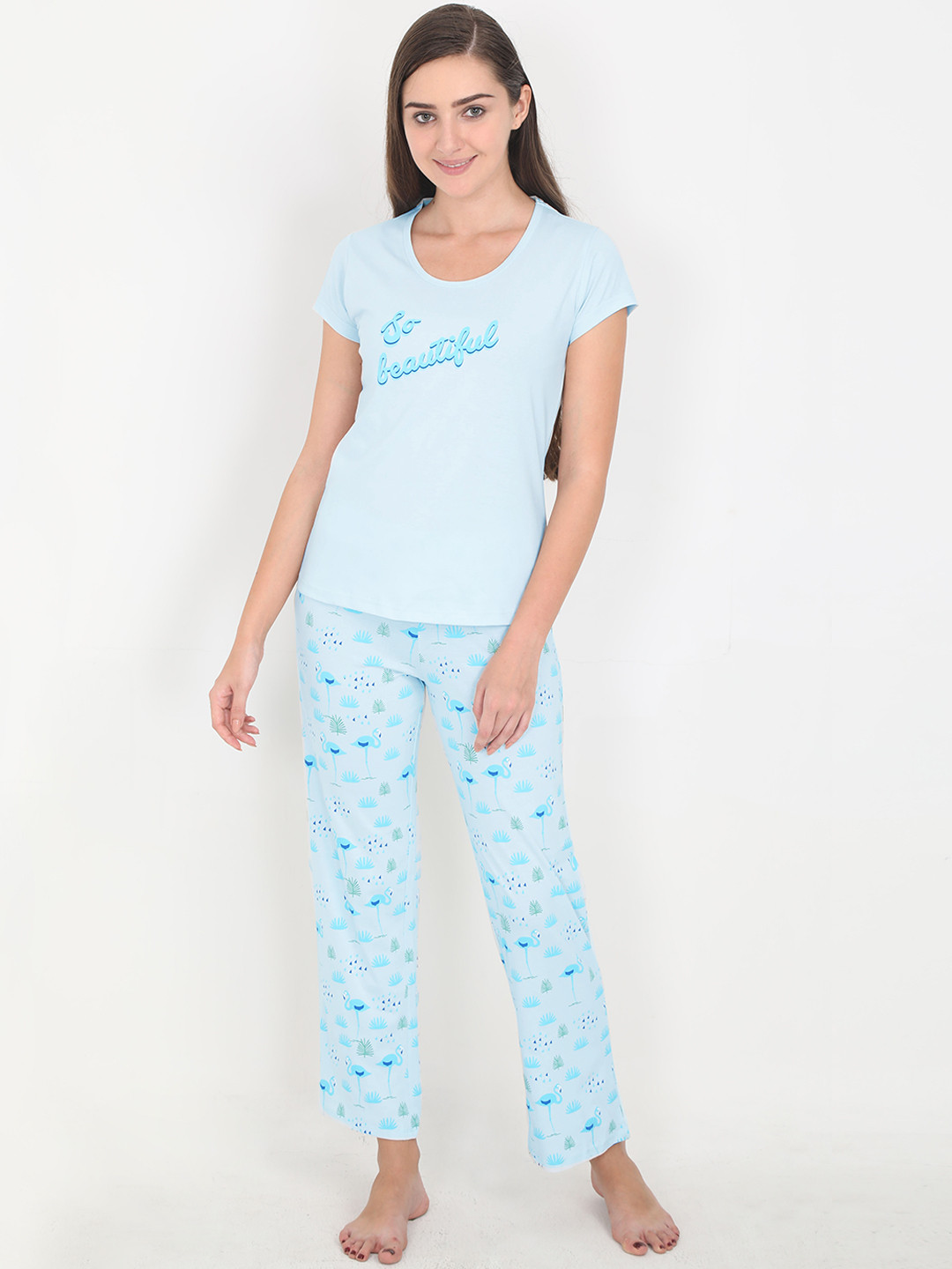 Femmora Women Blue Printed Night suit 125002