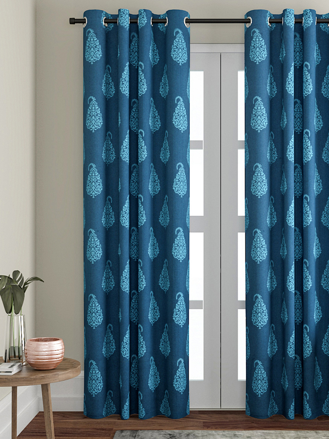 Soumya Blue Single Long Door Curtain
