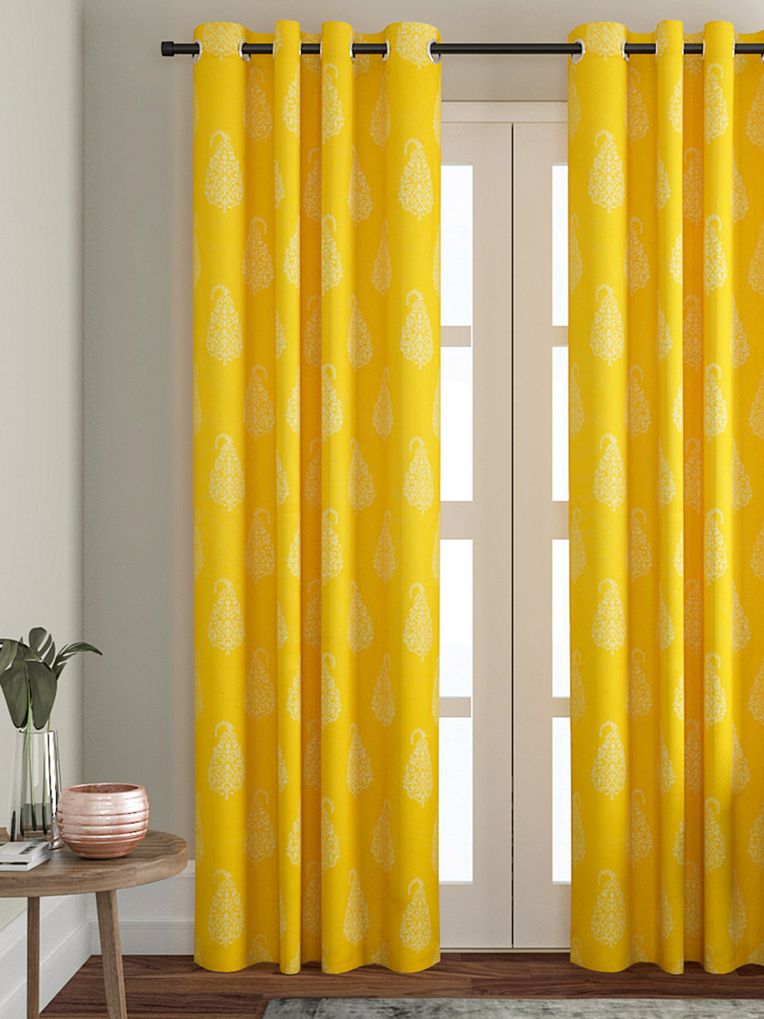 Soumya Yellow Single Long Door Curtains