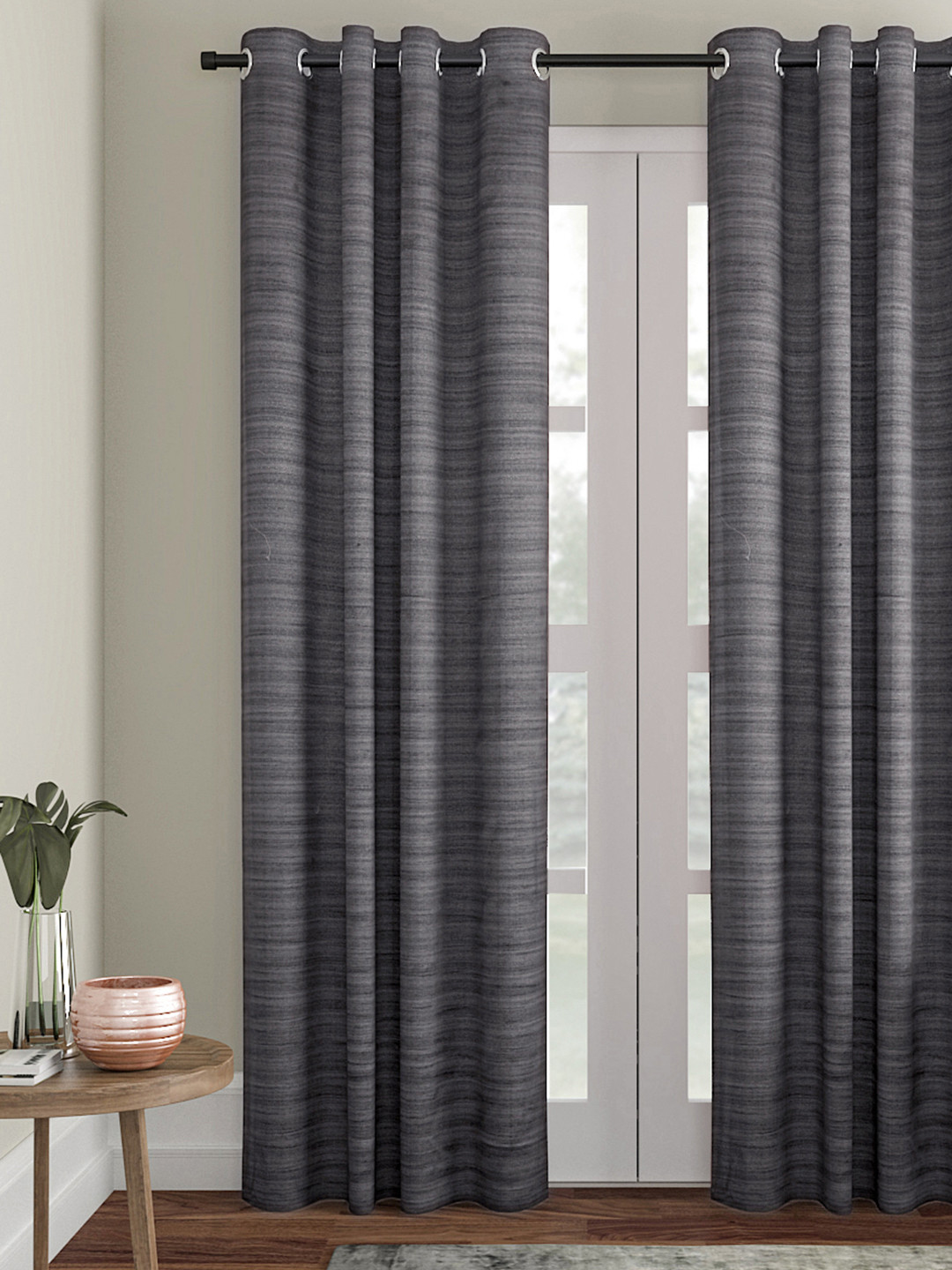 Soumya Grey Single Long Door Curtains