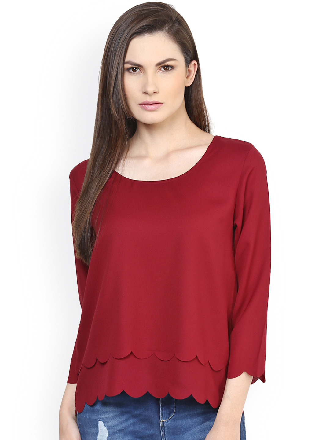 RARE Women Maroon Solid Top