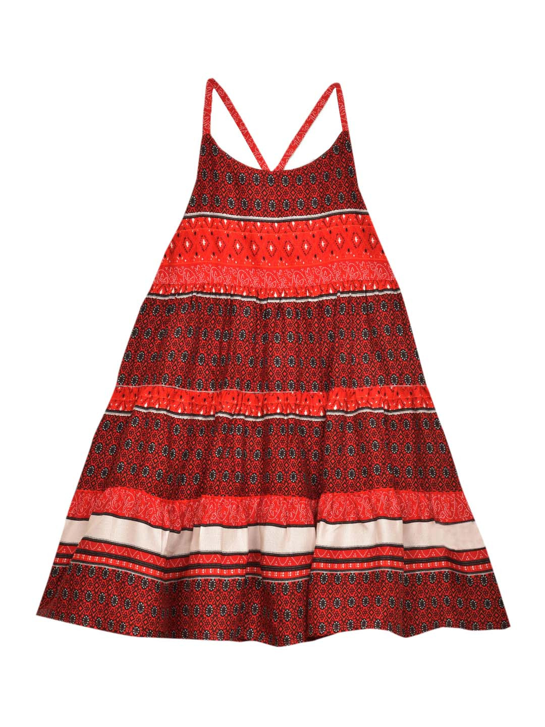 IDK Girls Red Printed A-Line Dress