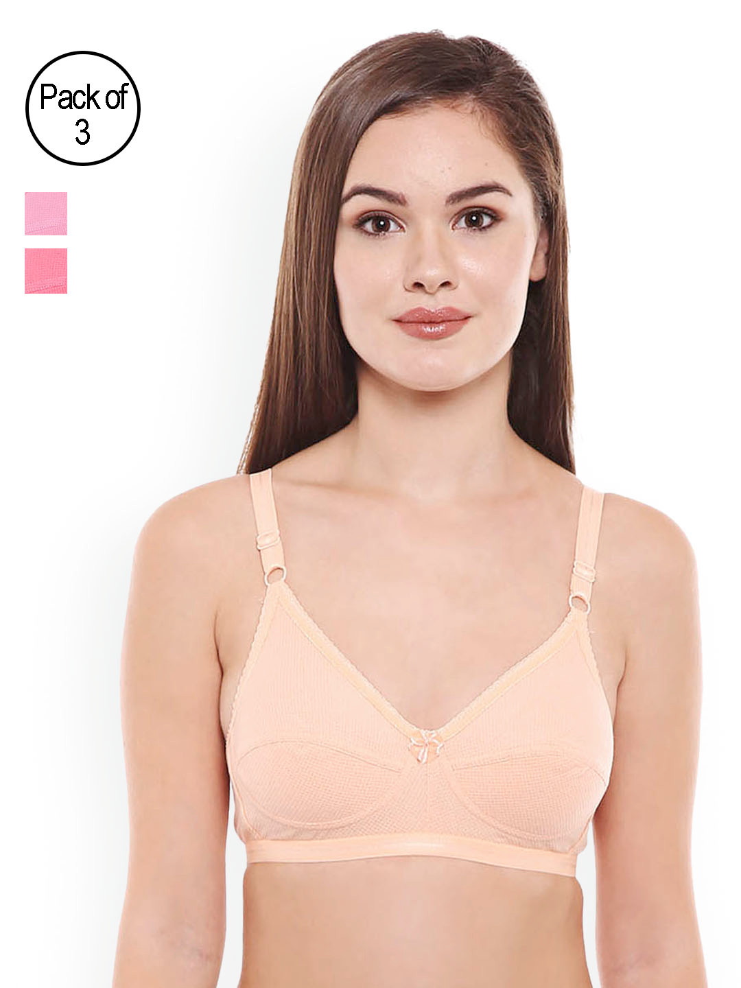 Bodycare Pack of 3 Assorted Non-Wired Non Padded Everyday Bras E1517PICODPE