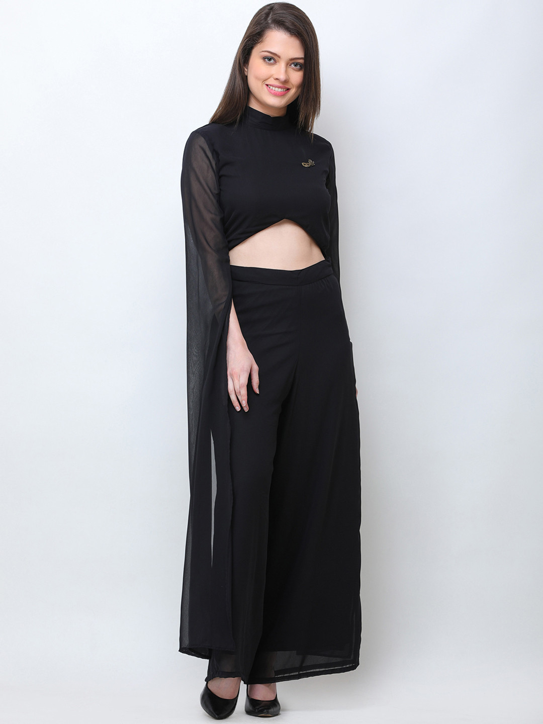 Cation Women Black Solid Top with Palazzos