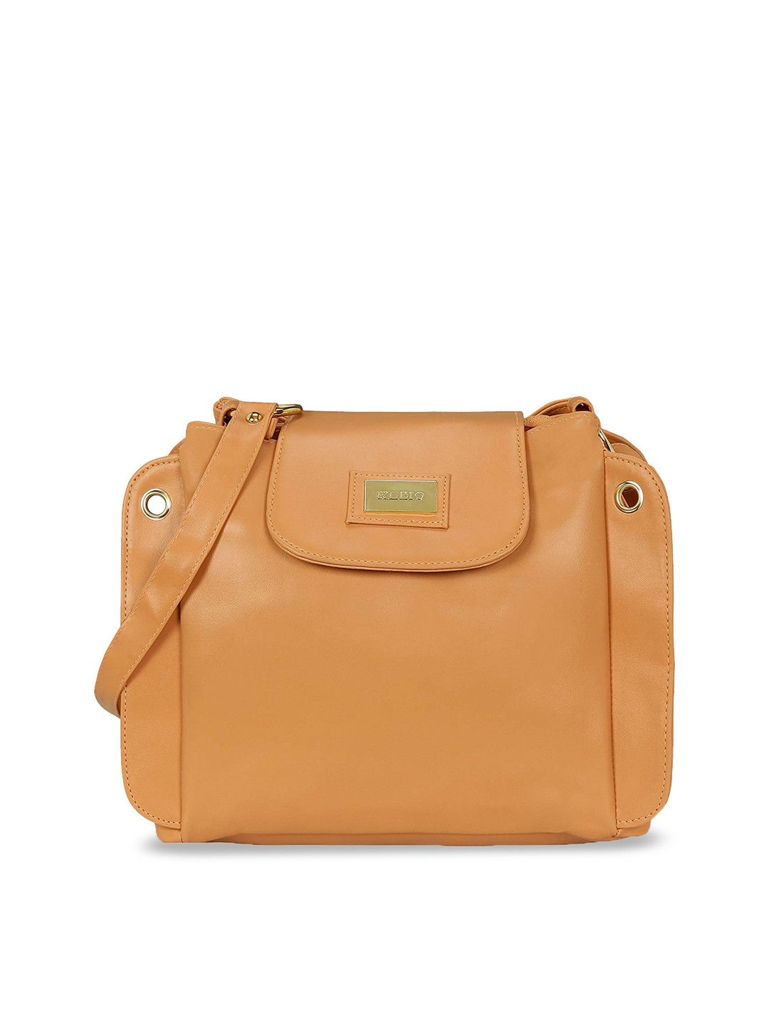 KLEIO Peach-Coloured Solid Sling Bag