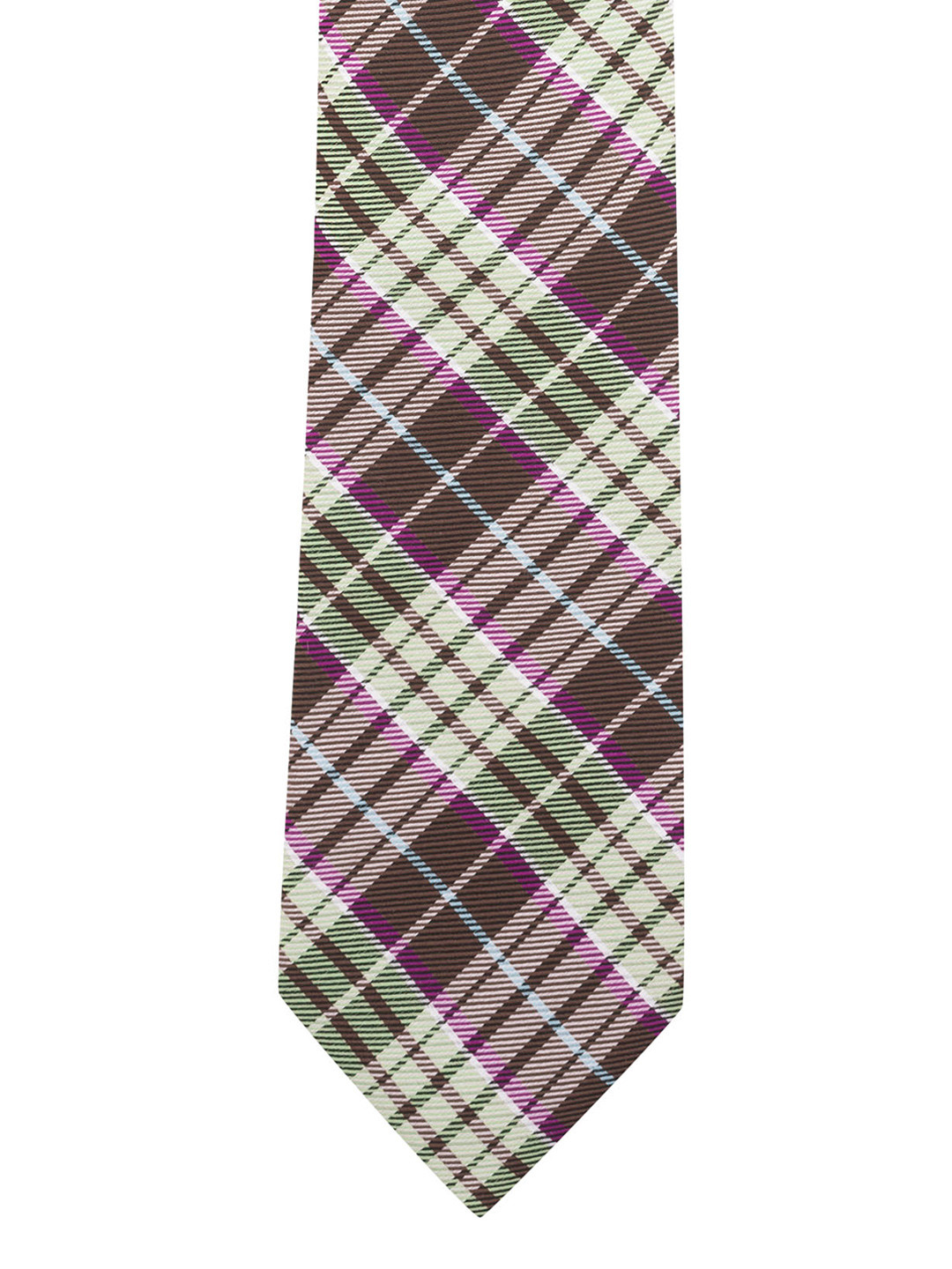 The Tie Hub Brown & Green Checked Broad Tie