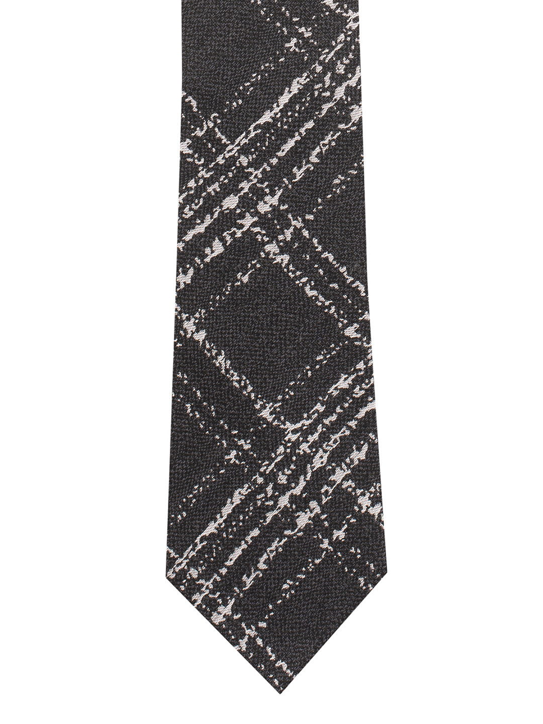 The Tie Hub Black & Grey Checked Silk Broad Tie