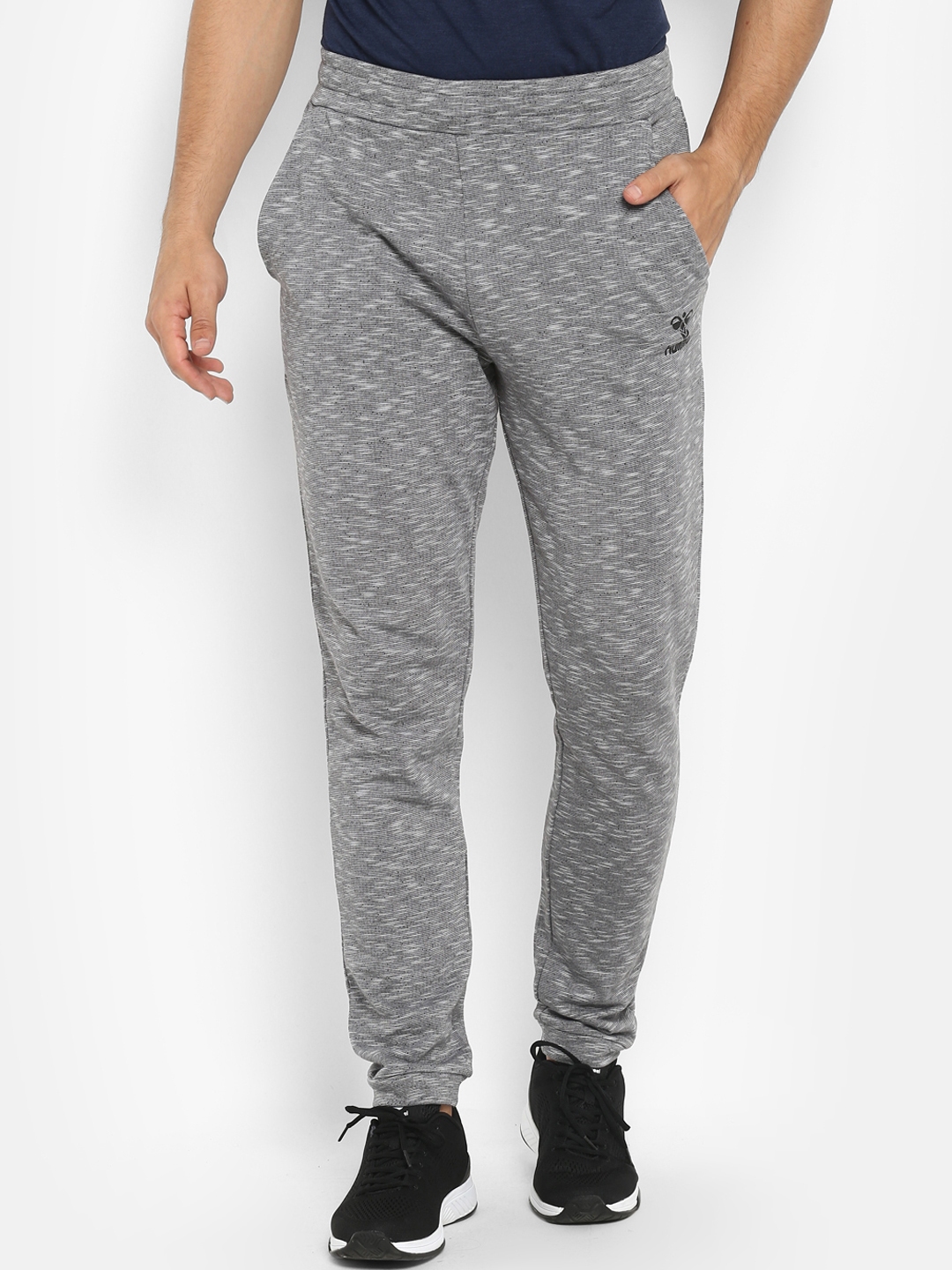 Buy Hummel Men Grey Self Design Straight Fit Track Pant Track