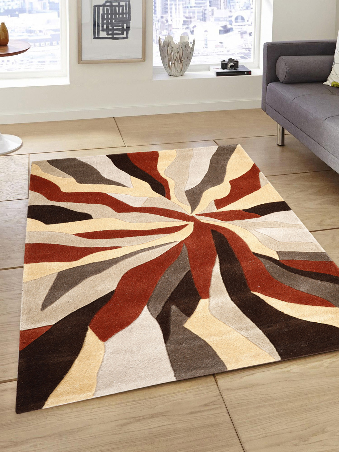 Presto Multicolored Printed Hand Tufted Wool Carpet