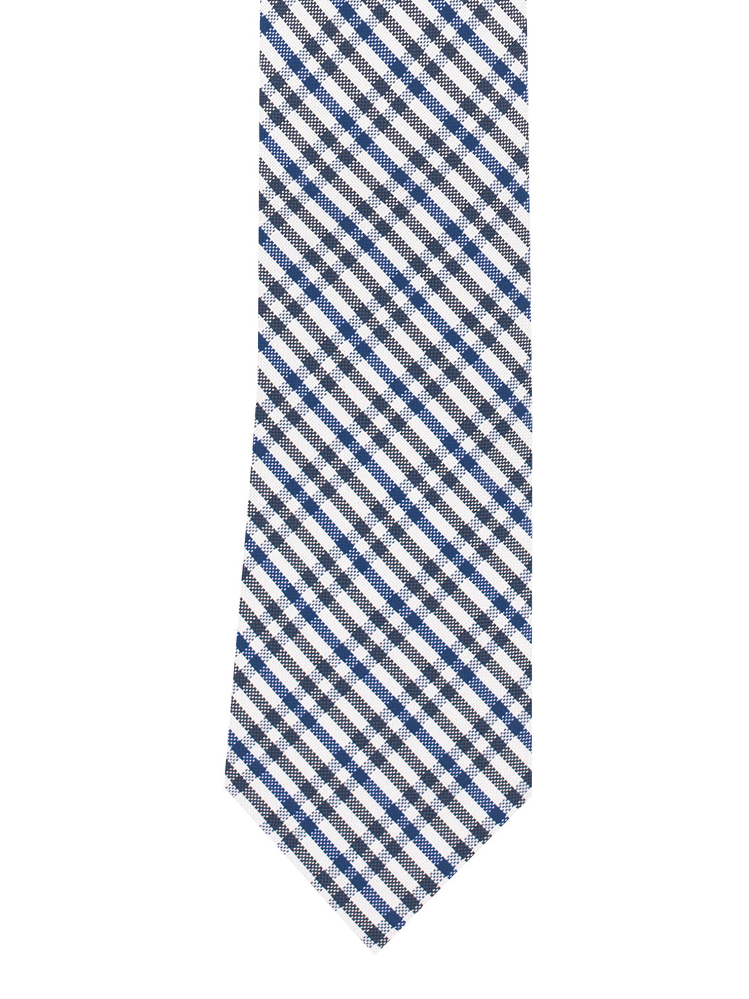 The Tie Hub West Village Plaid Black and Blue 100% Silk Necktie