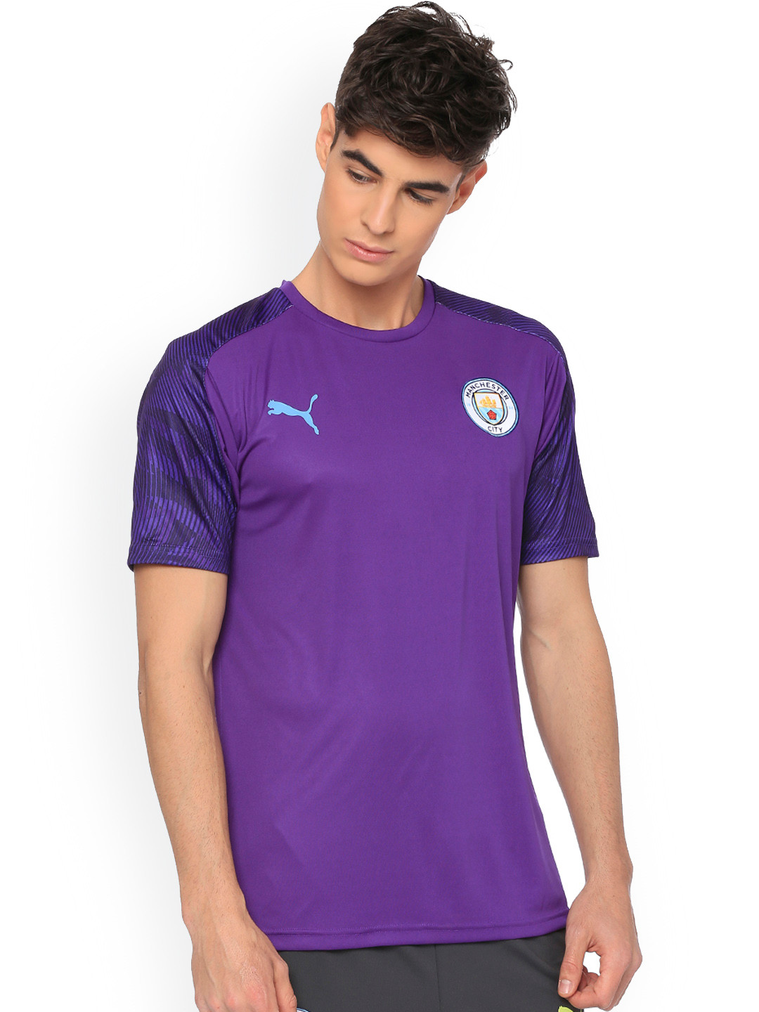 Buy Puma Men Purple Solid Manchester City Fc Men S Training Round Neck T Shirt Tshirts For Men 10167105 Myntra
