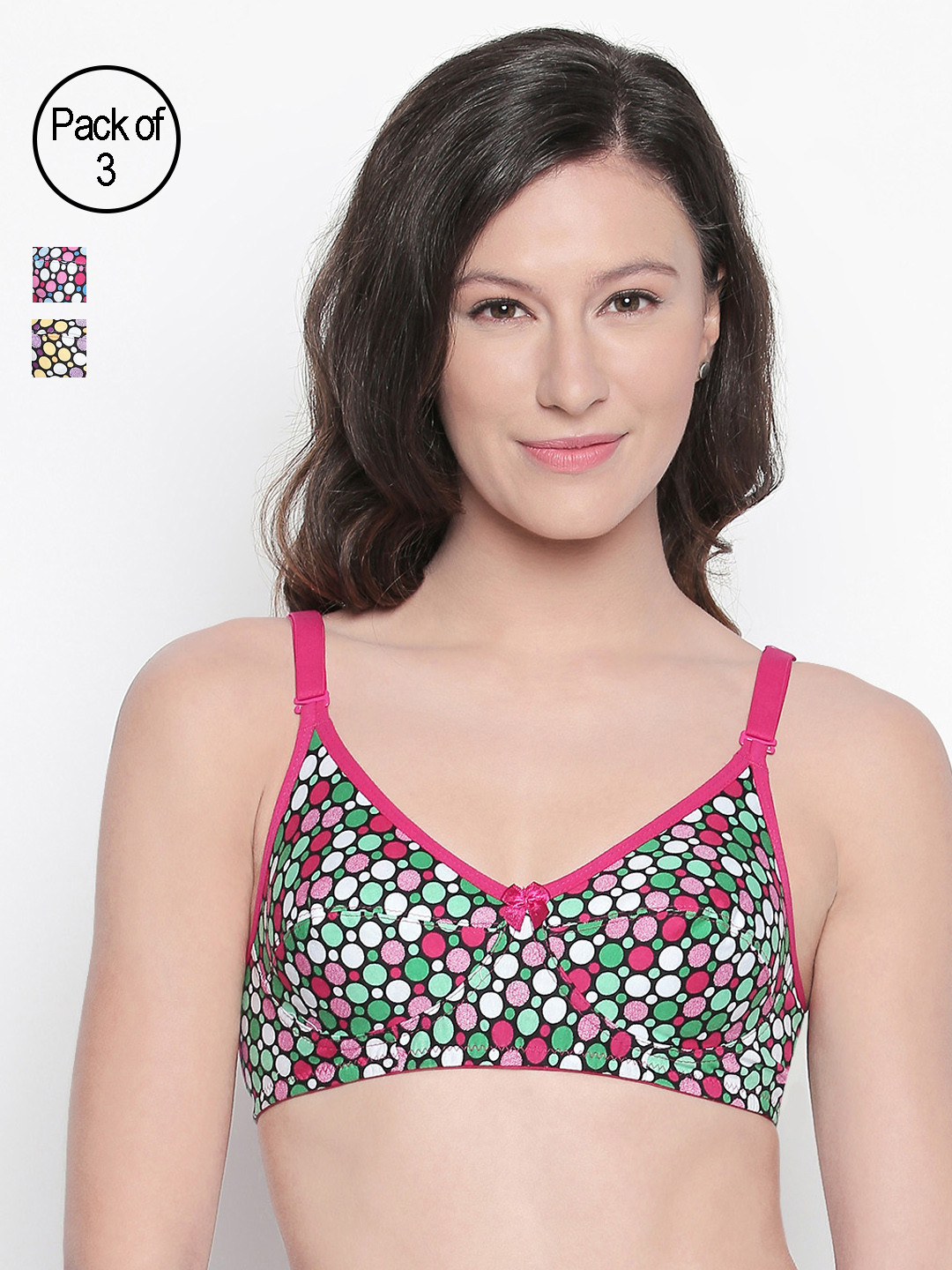 Bodycare Pack Of 3 Printed Non-Wired Non Padded Everyday Bra E1511