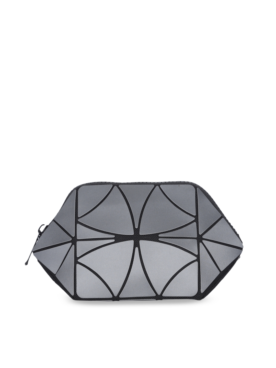 BAOMI Grey Geometric Range Reflective Cosmetic Pouch