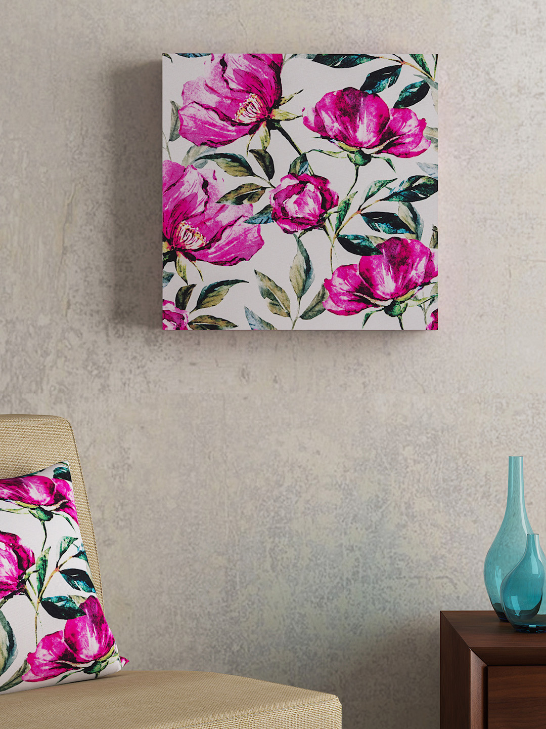 SEJ by Nisha Gupta Grey & Pink Framed Wall Painting