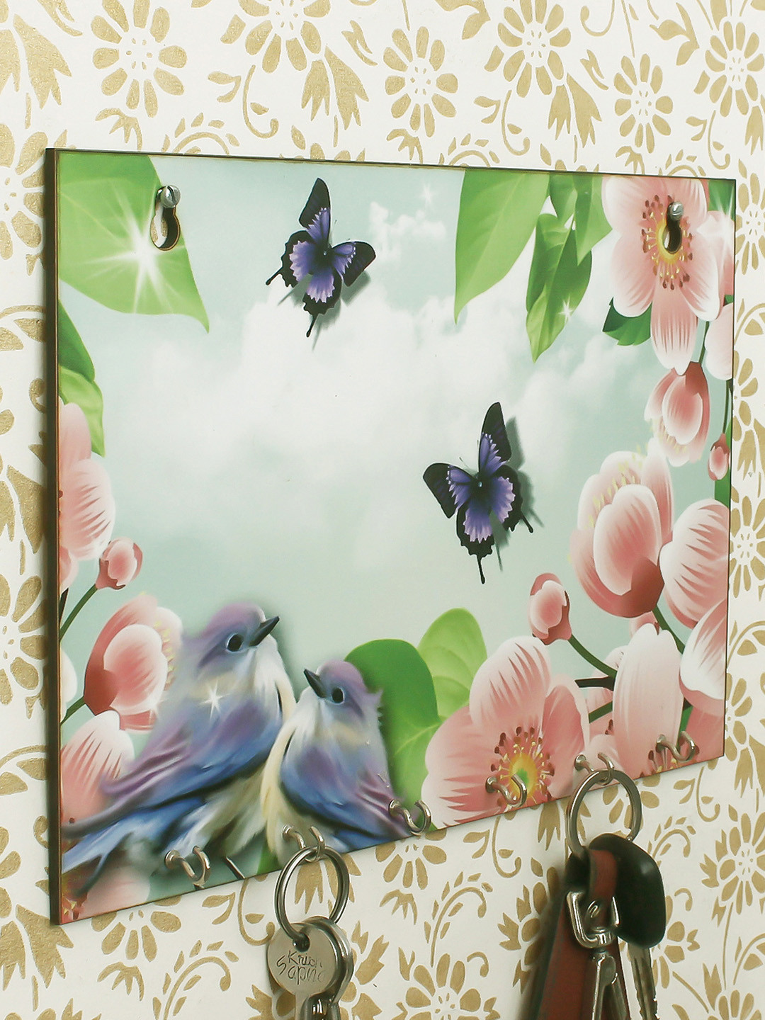 eCraftIndia Multicoloured Nature View Theme Wooden Key Holder