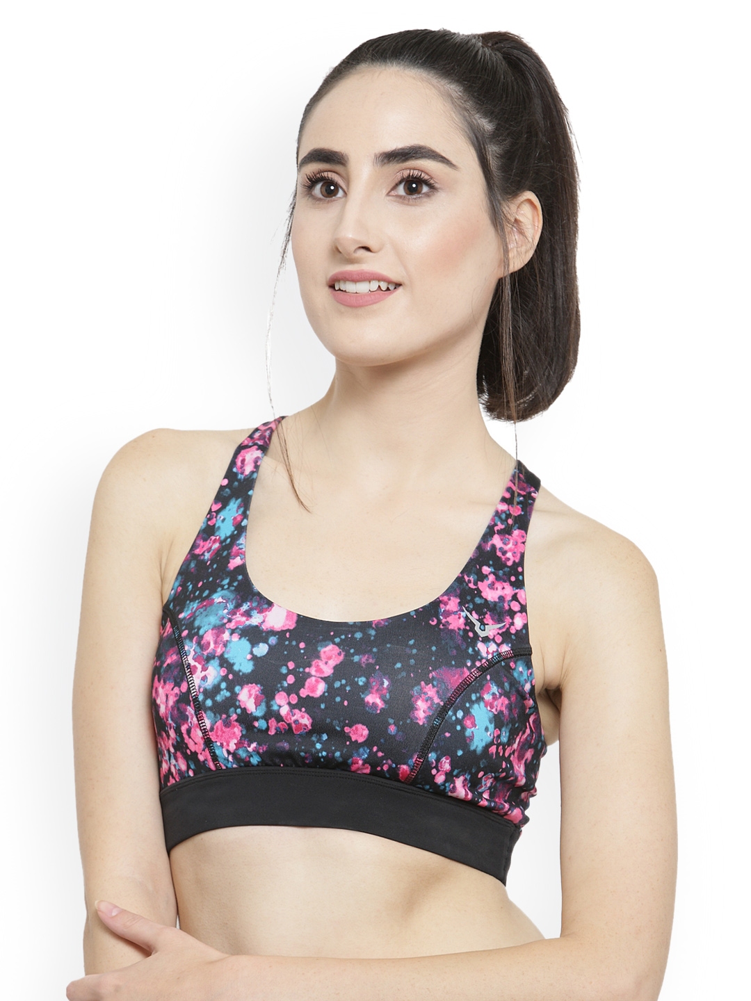 Zelocity Padded Sports Bra With Removable Padding - White N Print