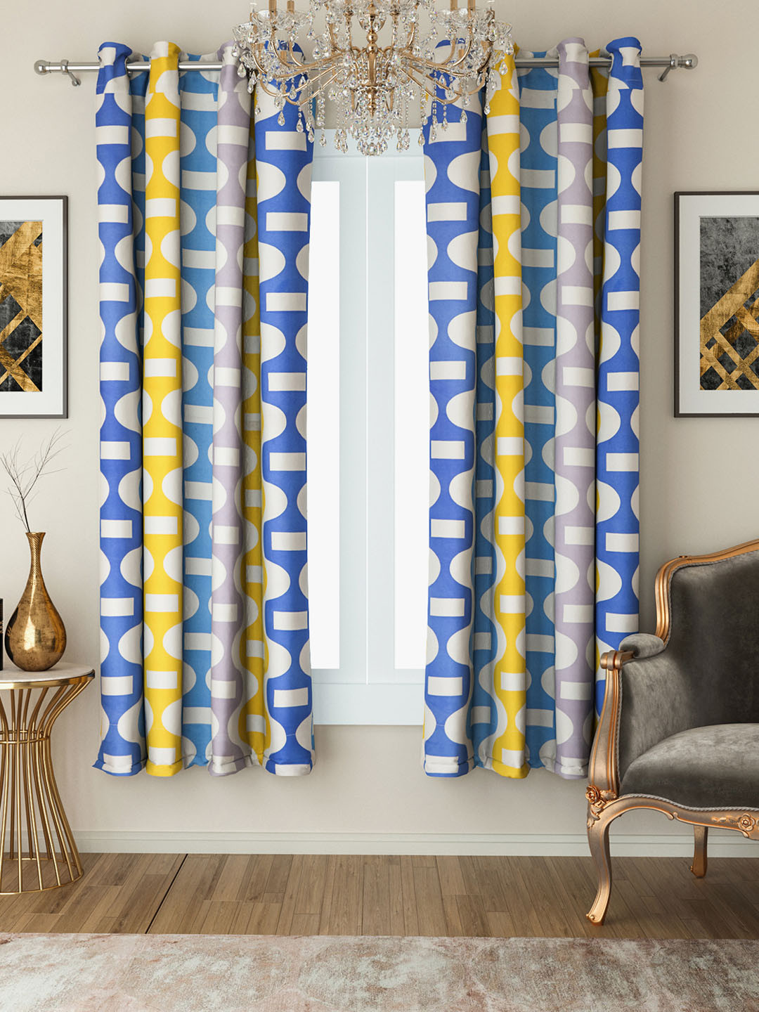 Blue And Yellow Living Room Curtains | Baci Living Room