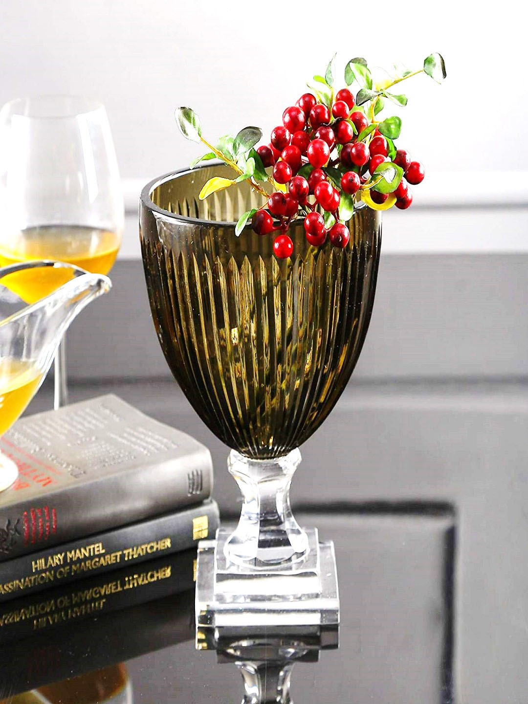 SWHF Green Crystal Glass Flower Vase