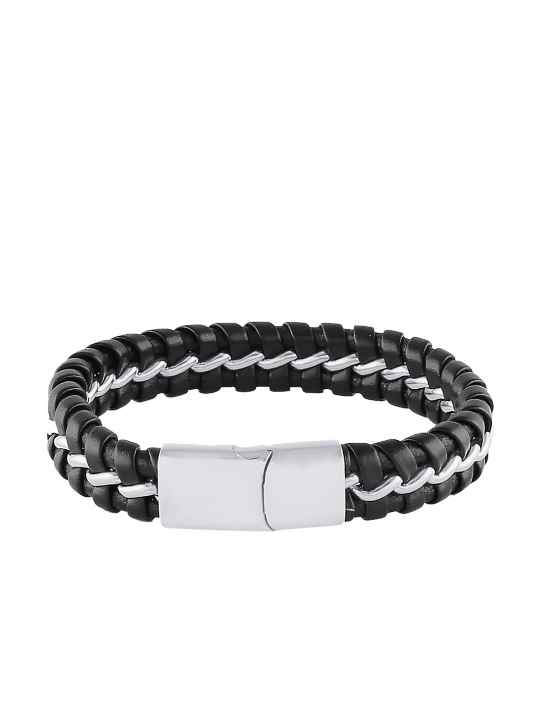 bodha Black Leather Ring Bracelet