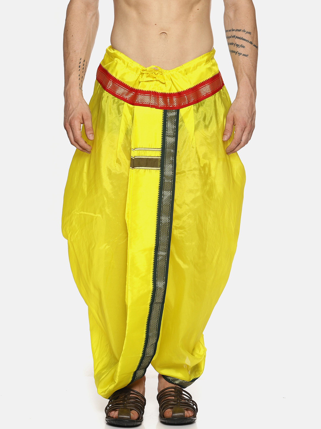 Sethukrishna Men Yellow Solid Readymade Dhoti Pants