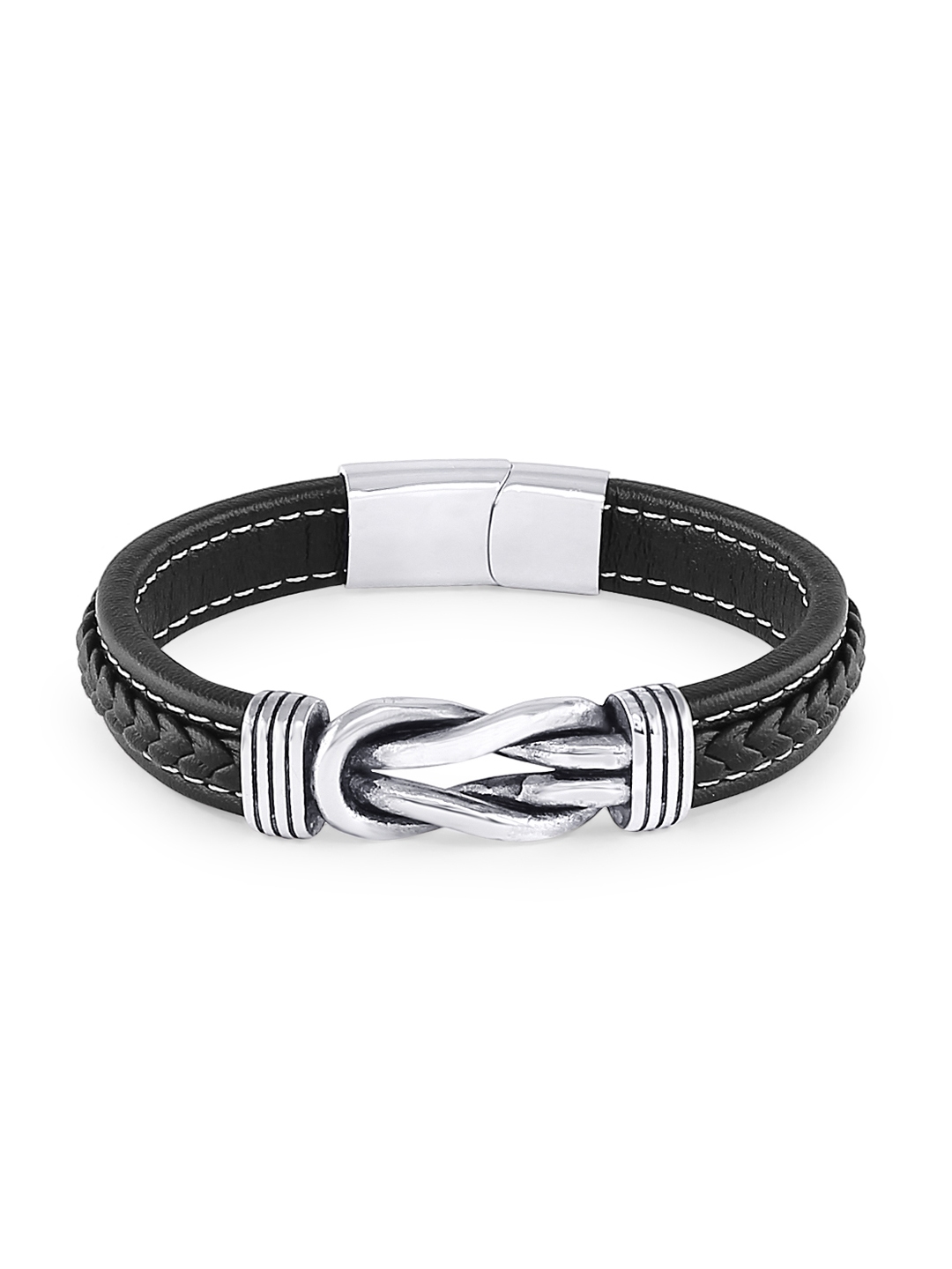 SOHI Bangle Bracelets and Cuffs  Buy SOHI Black Leather Wraparound Bracelet  Pack of 4 Online  Nykaa Fashion