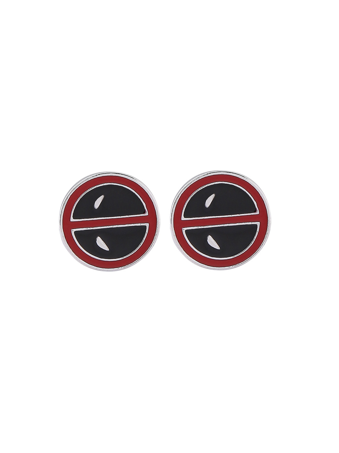 bodha Men Black & Red Deadpool Printed Silver-Plated Quirky Cufflinks