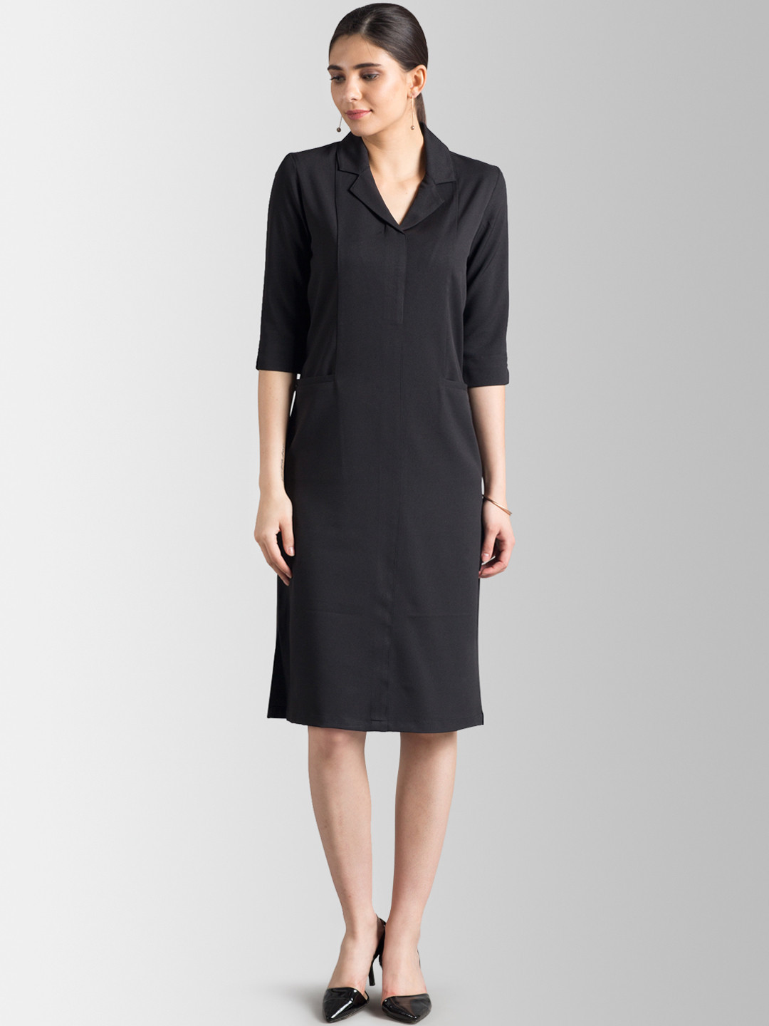 FableStreet Women Black Sheath Dress