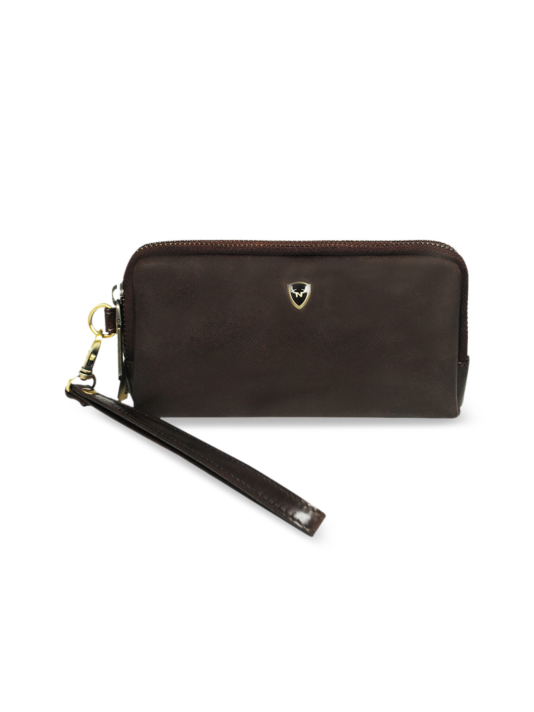 CALFNERO Unisex Brown Solid Leather Zip Around Wallet