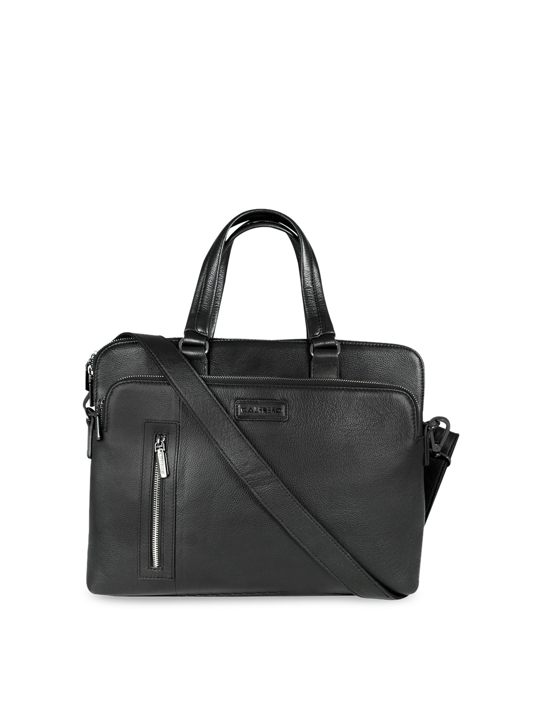 CALFNERO Men Black Solid Genuine Leather Laptop Bag