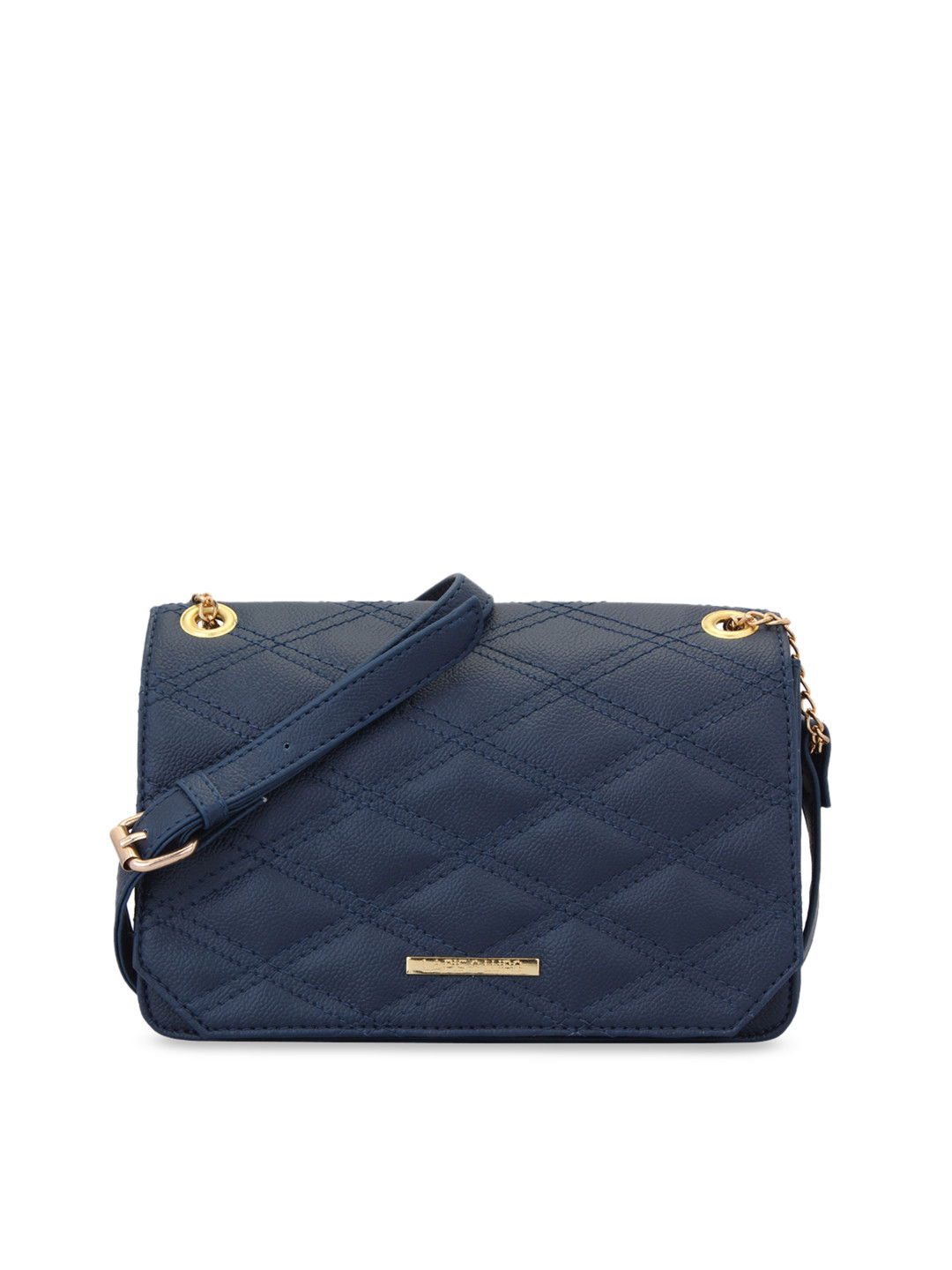 Lapis O Lupo Blue Solid Quilted Sling Bag