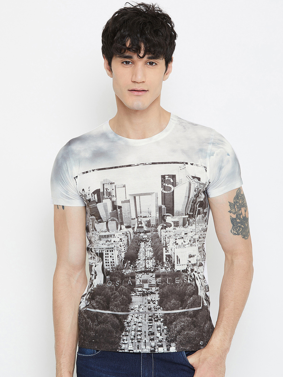 Wear Your Mind Men White Printed Round Neck T-shirt
