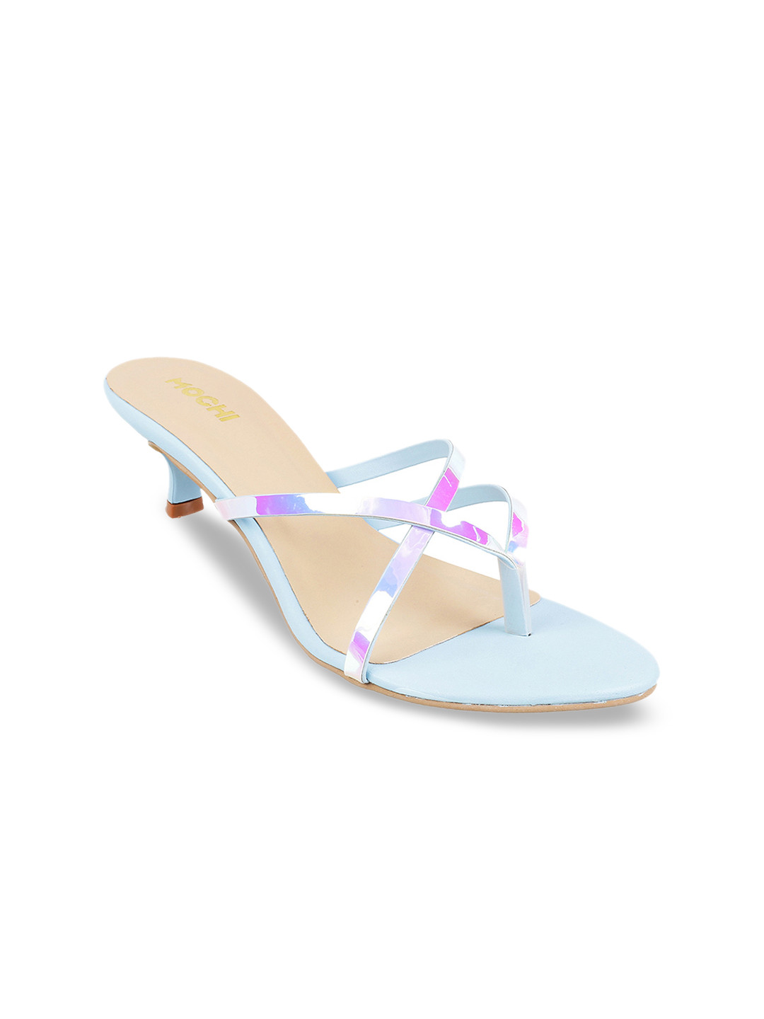 Mochi Women Blue Solid Kitten Heels