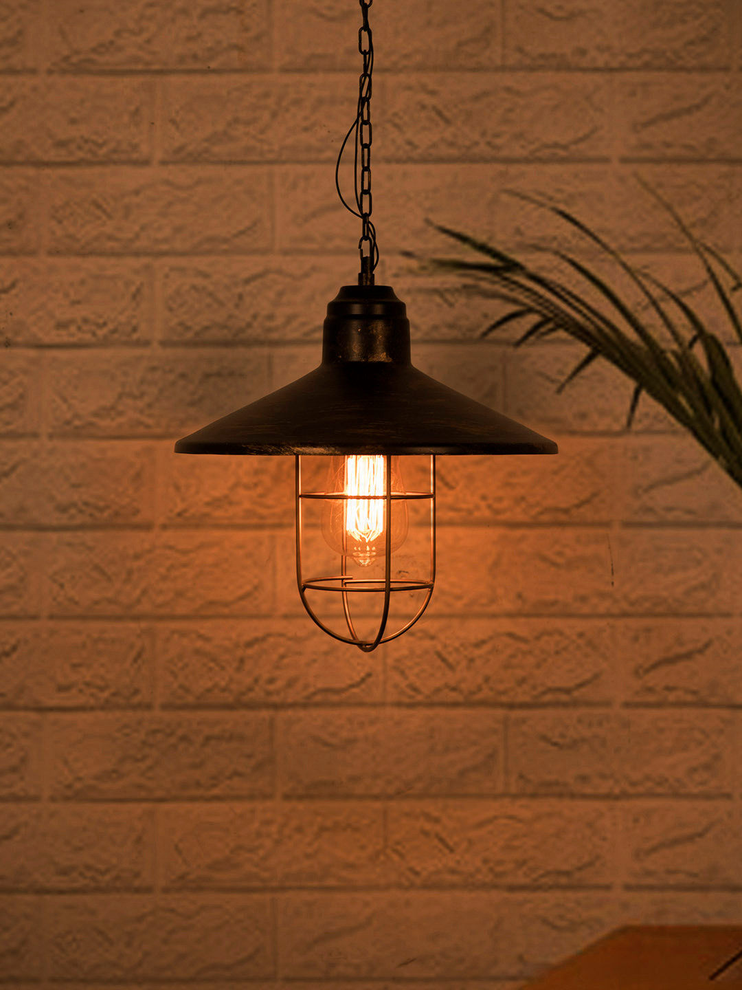 Fos Lighting Gold-Toned Farmhouse Style Antique Pendant Lamp