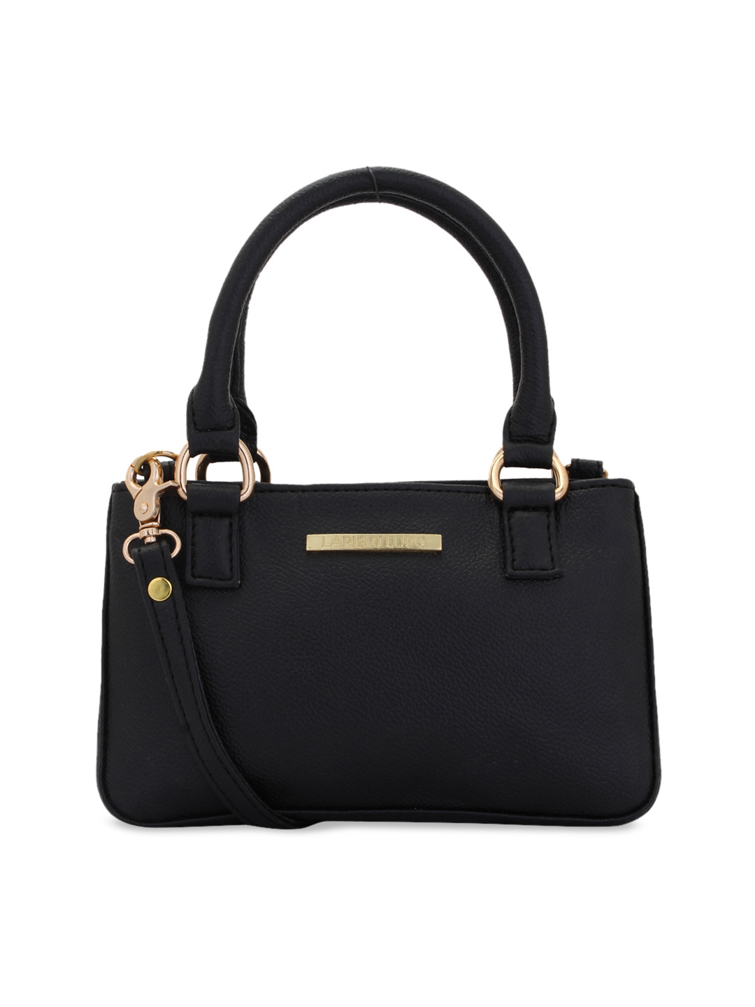 Lapis O Lupo Black Solid Leatherette Handheld Bag