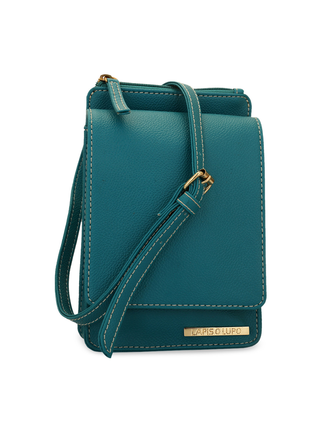 Lapis O Lupo Turquoise Blue Solid Mobile Sling Bag