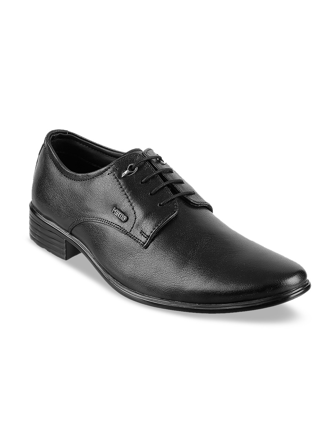 Metro Men Black Leather Formal Derbys