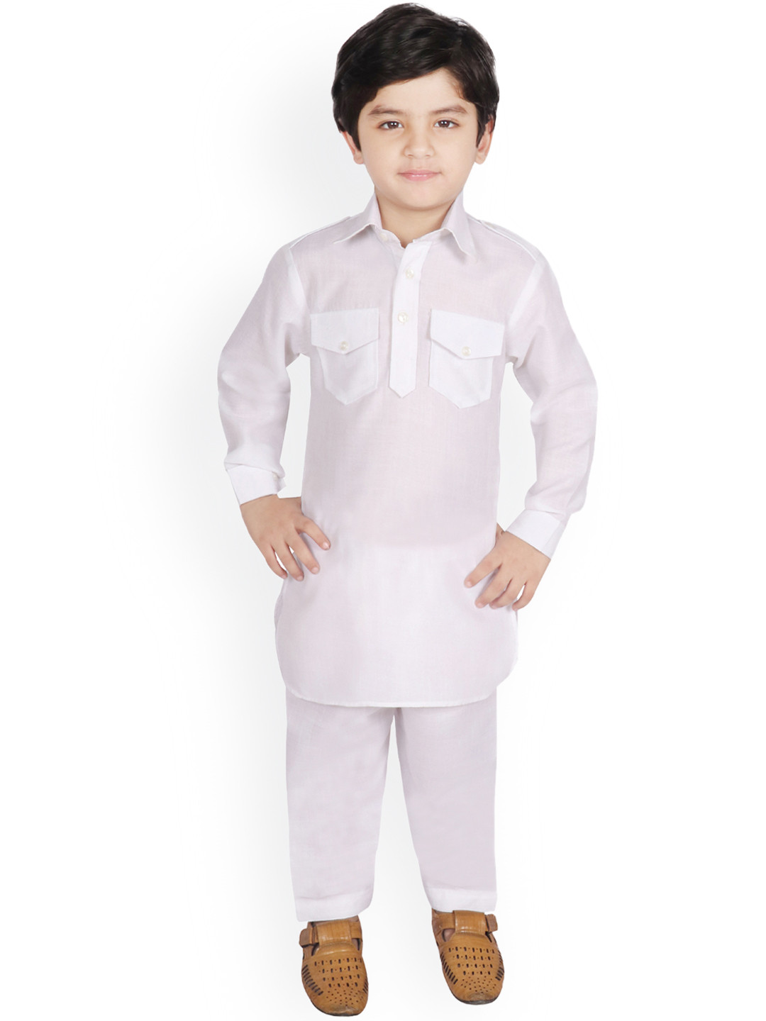 SG YUVRAJ Boys White Solid Kurta with Pyjamas