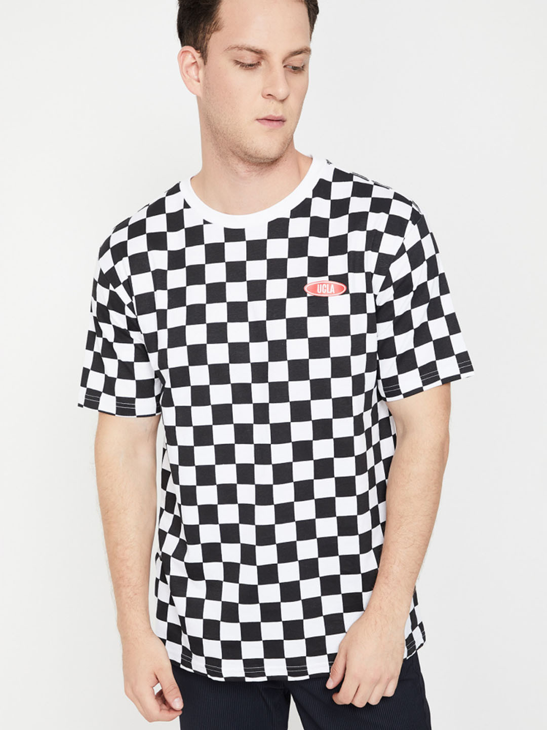 Checkerboard t shirt mens clearance