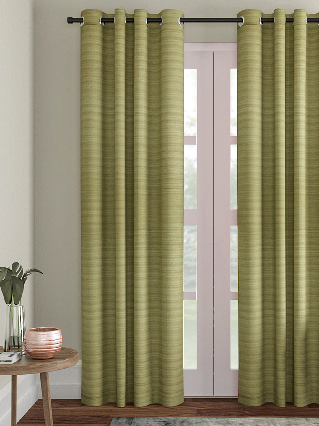 Soumya Green Single Room Darkening Door Curtain