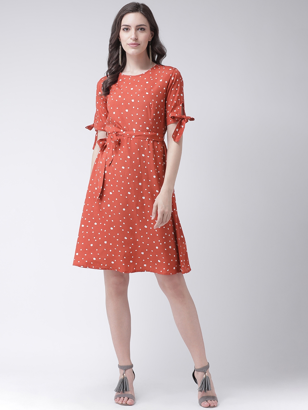 Buy MsFQ Women Orange Printed A Line Dress Dresses for Women 10285485 Myntra