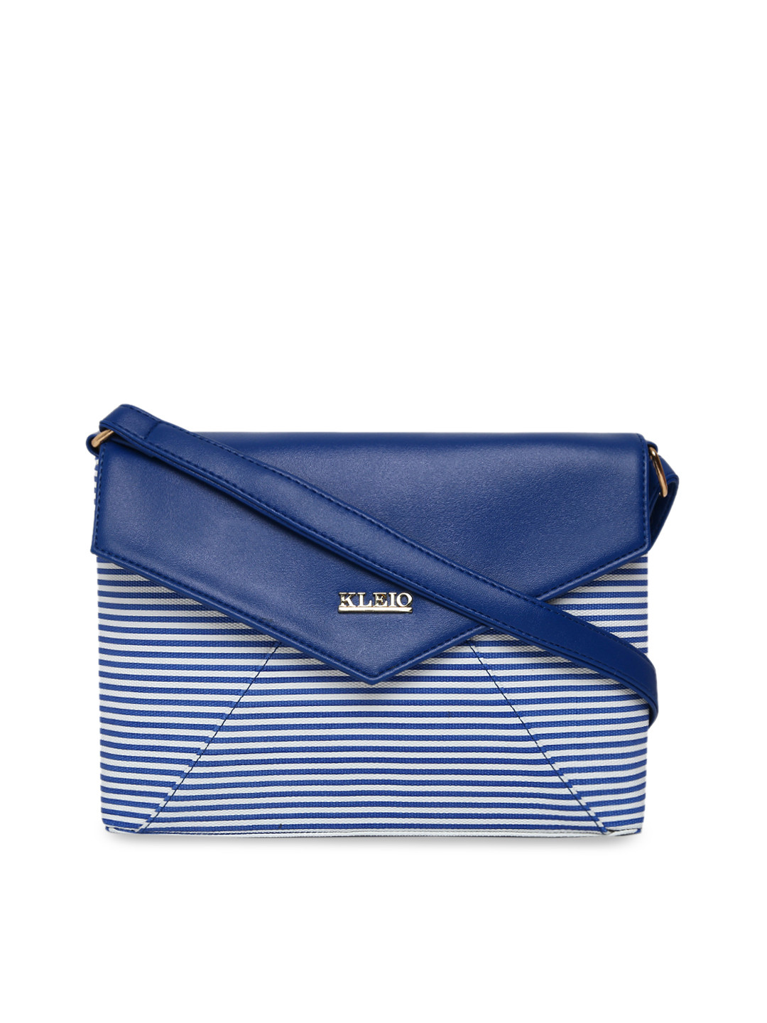 KLEIO Blue Striped Envelope Sling Bag