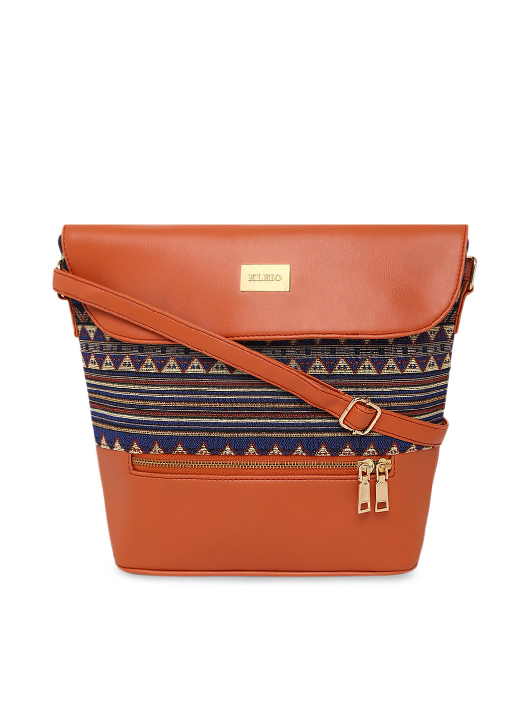 KLEIO Women Multicoloured Jacquard & PU Coated Sling Bag