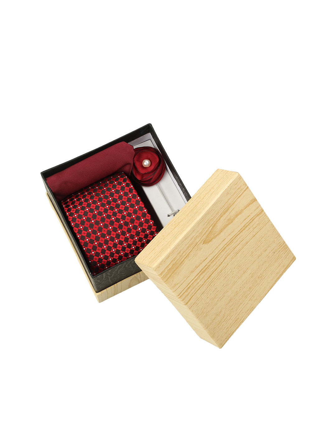 Alvaro Castagnino Men Maroon & Silver-Toned Accessory Gift Set
