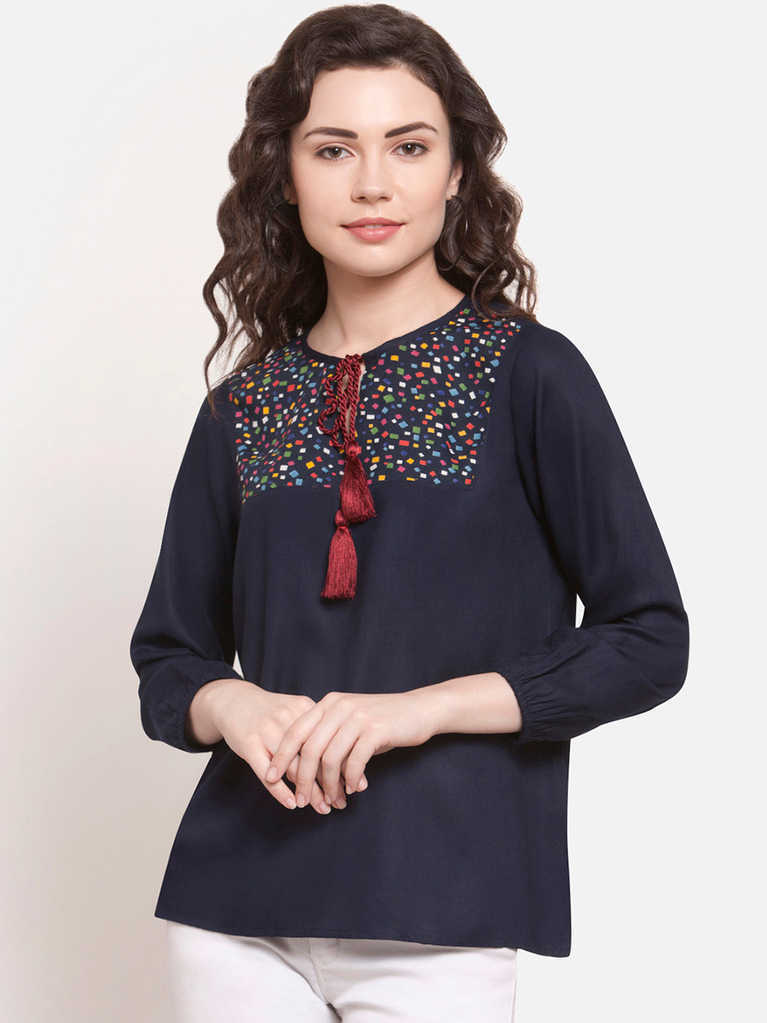 Martini Women Navy Blue Printed Top