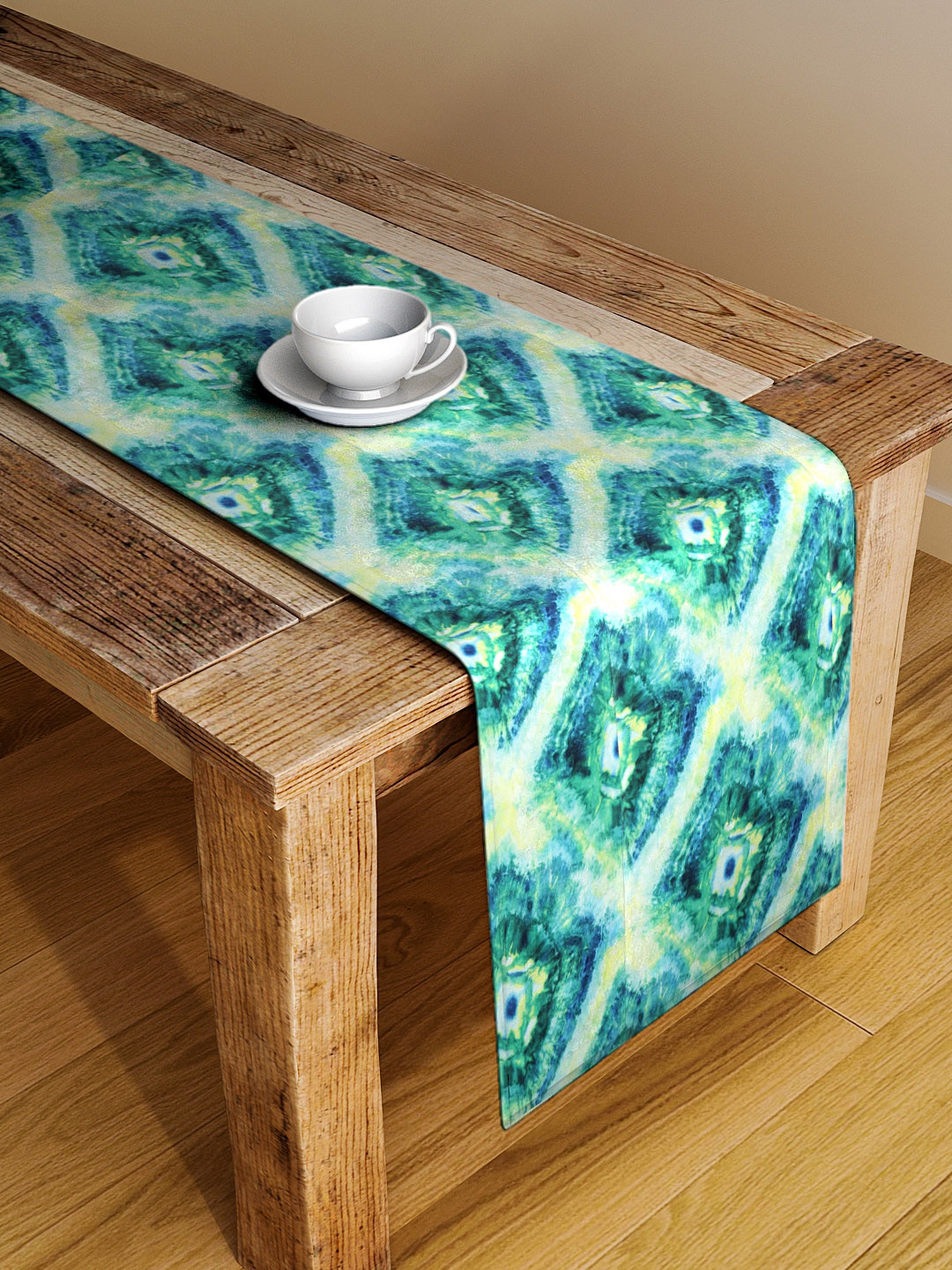 Alina decor Green & Yellow Digitally Printed Table Runner