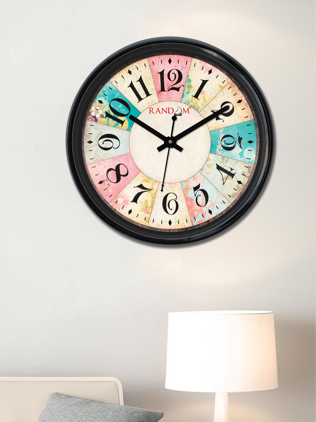 RANDOM Multicoloured Round Printed 30 cm Analogue Wall Clock