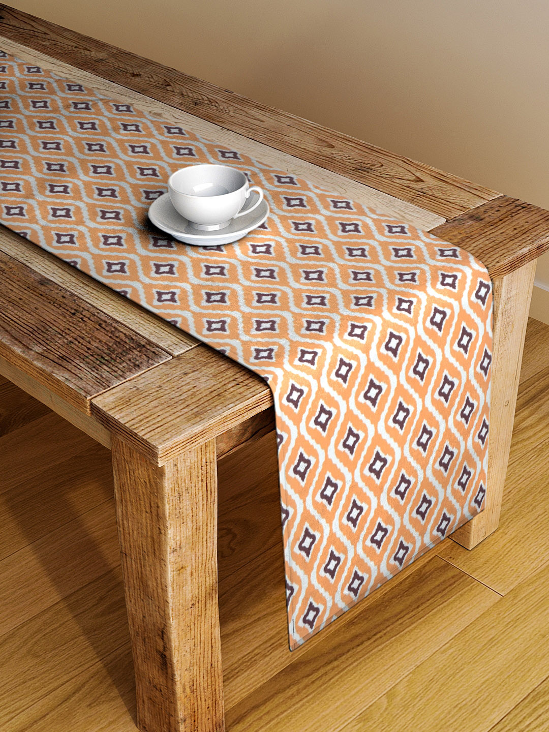 Alina decor Orange & Brown Digitally Printed Table Runner
