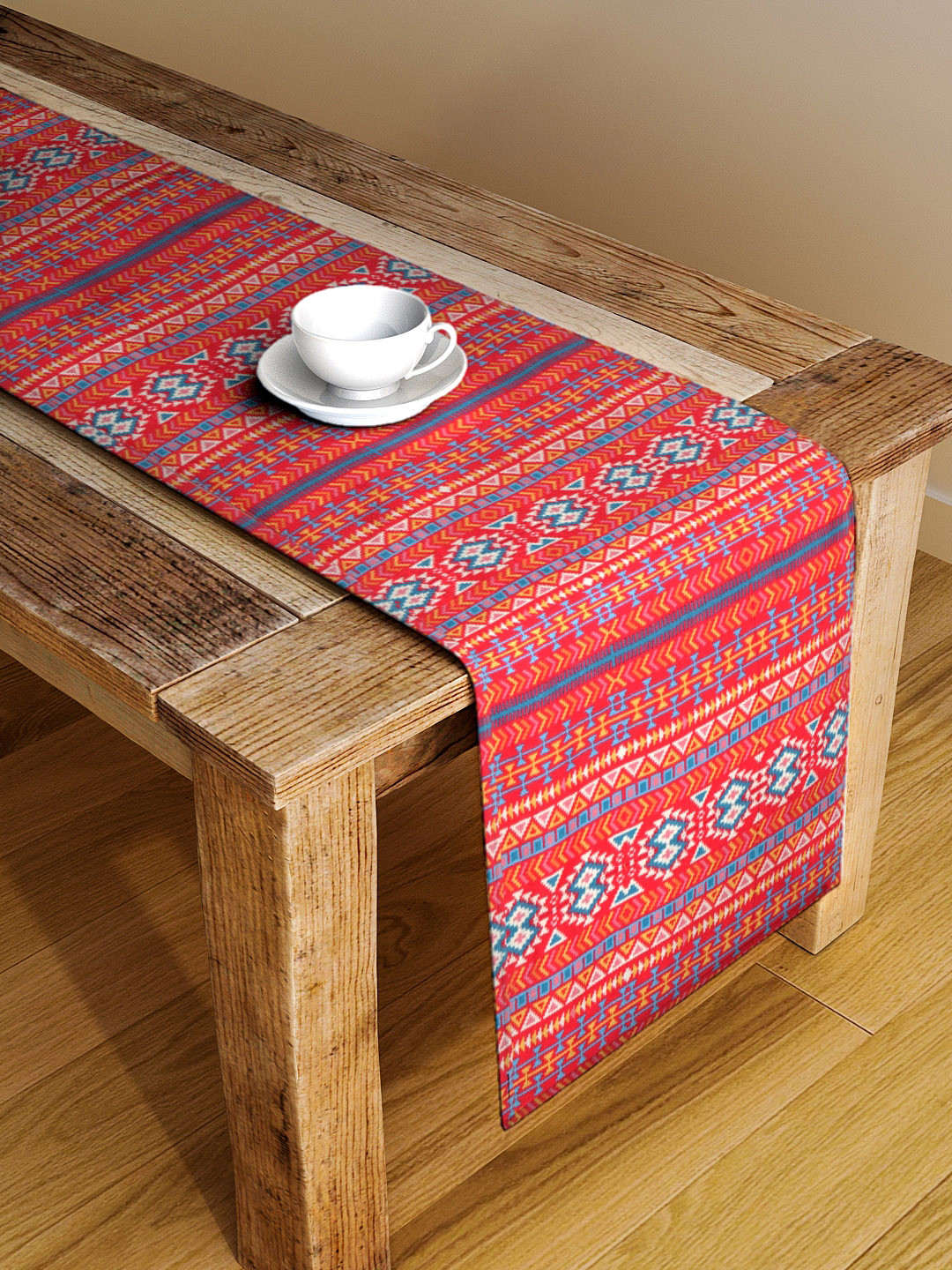 Alina decor Red & Blue Digitally Printed Table Runner