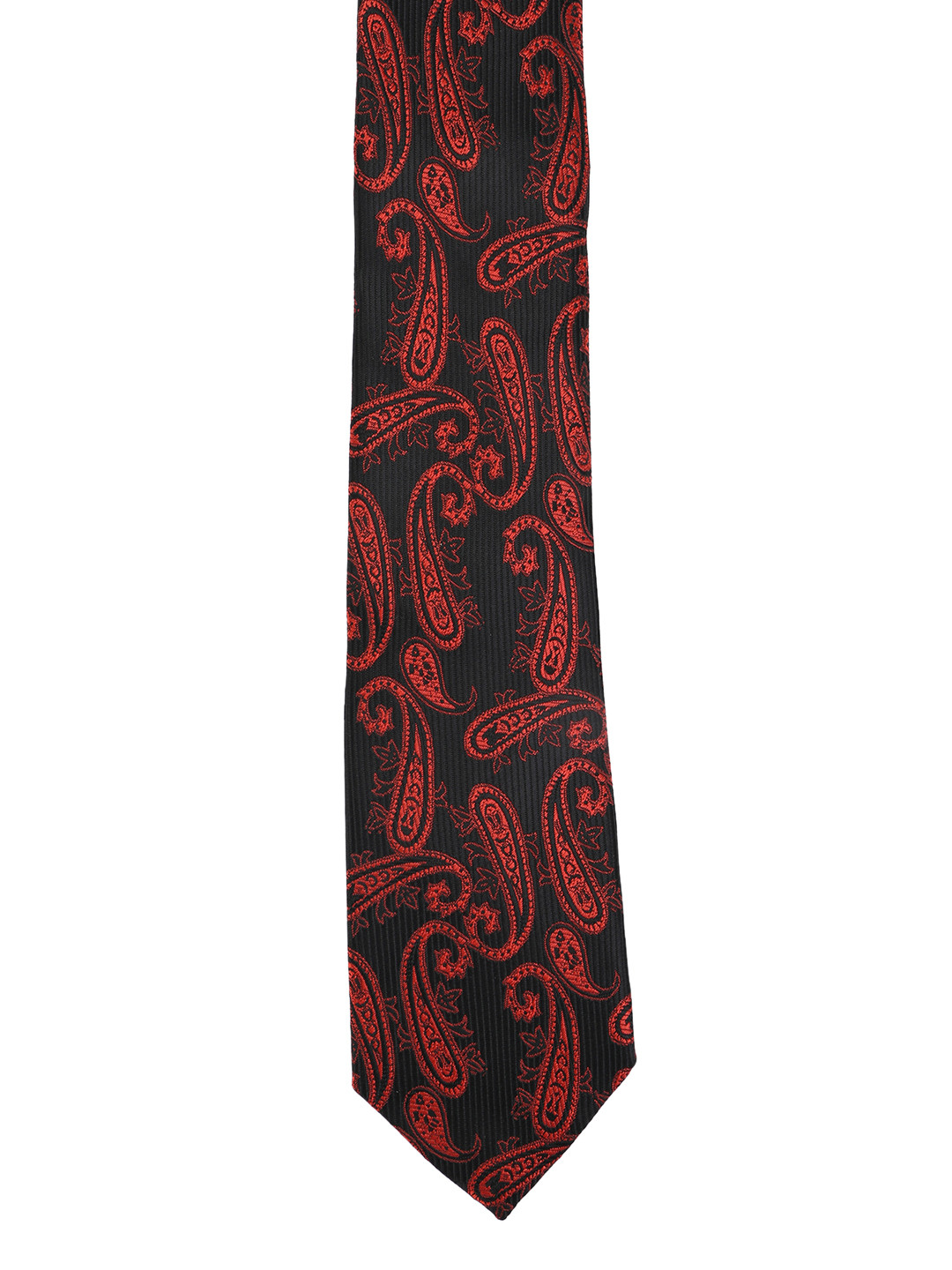 Calvadoss Black & Orange Woven Design Broad Tie