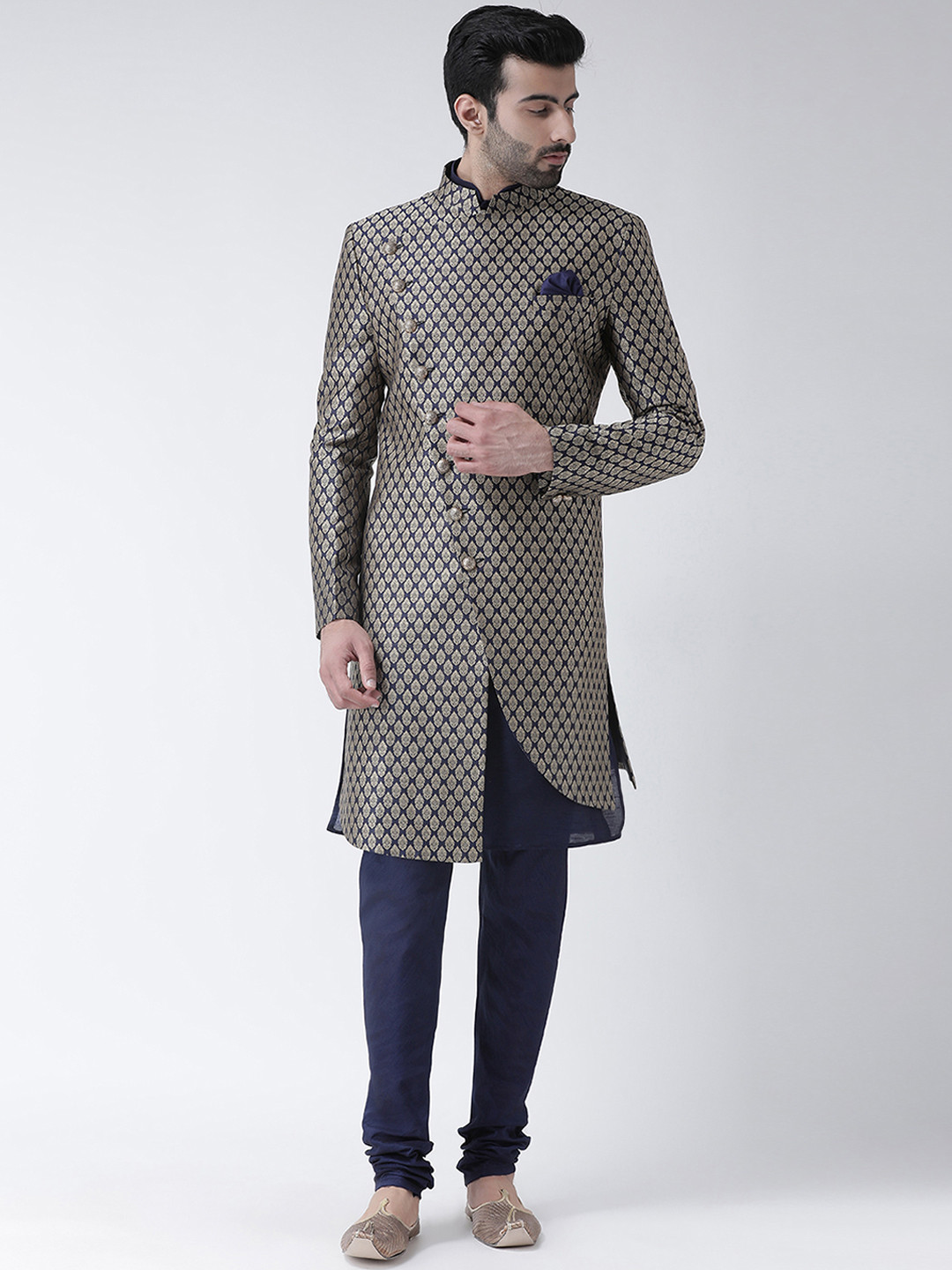 KISAH Men Kurta Indowestern Achkan & Churidar Set